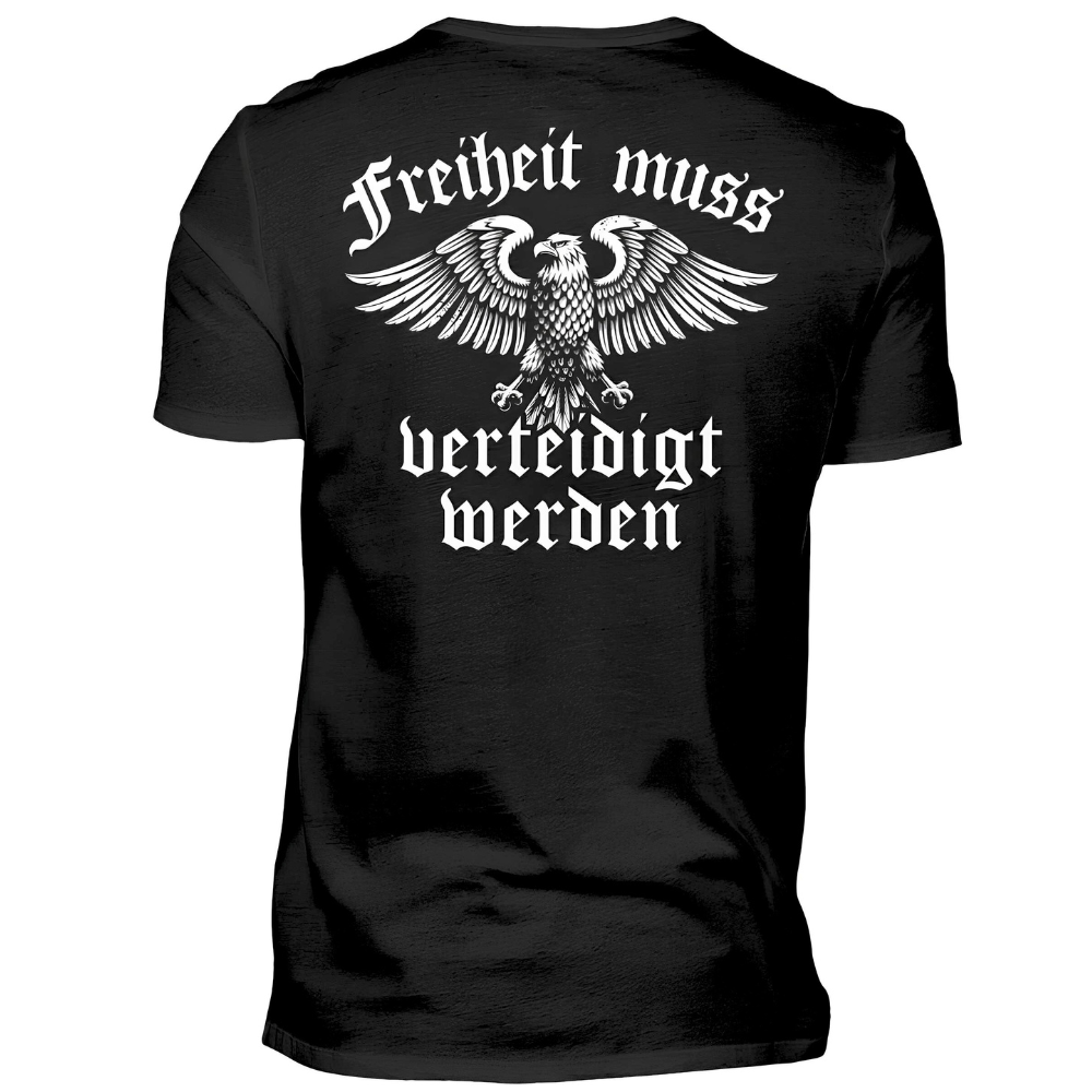 Freiheit muss verteidigt werden - Premium T-Shirt Rückendruck