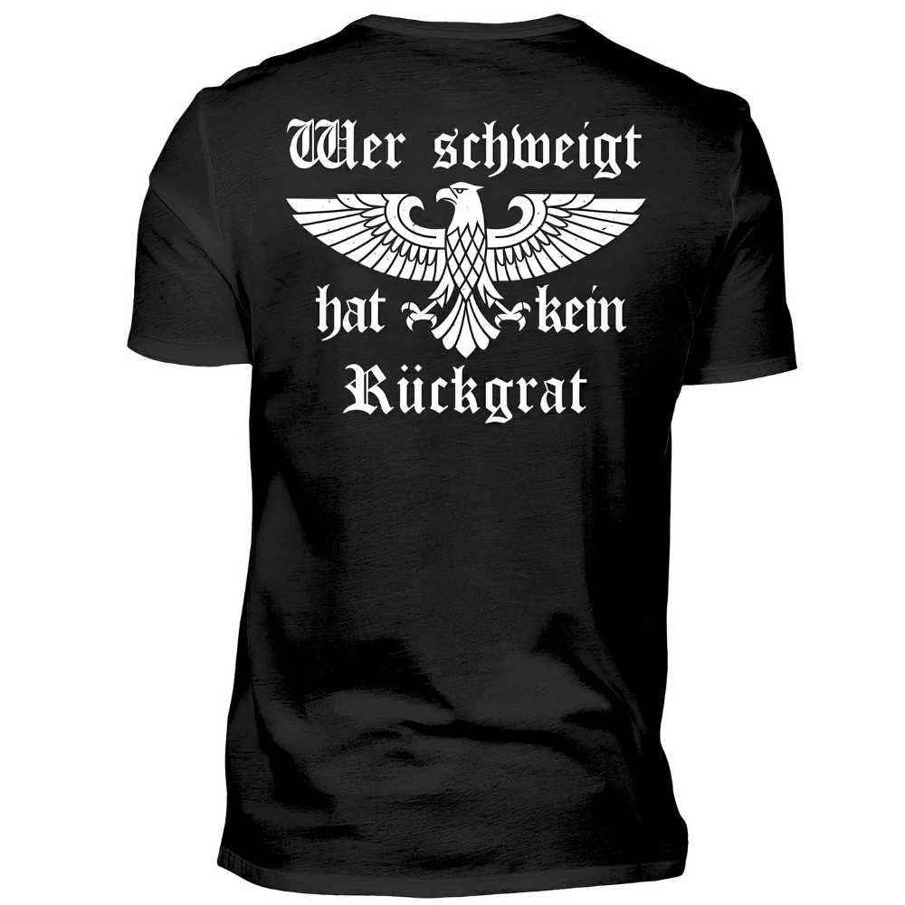 Wer schweigt, hat kein Rückgrat. - Premium T-Shirt Rückendruck