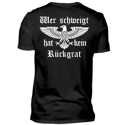 Wer schweigt, hat kein Rückgrat. - Premium T-Shirt Rückendruck