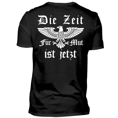 Die Zeit für Mut ist jetzt - Premium T-Shirt Rückendruck