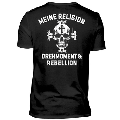 Meine Religion: Drehmoment & Rebellion - Premium T-Shirt Rückendruck
