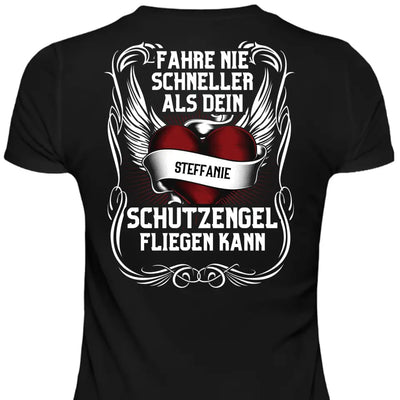 Schutzengel - Damen T-Shirt Rückendruck (Personalisiert)