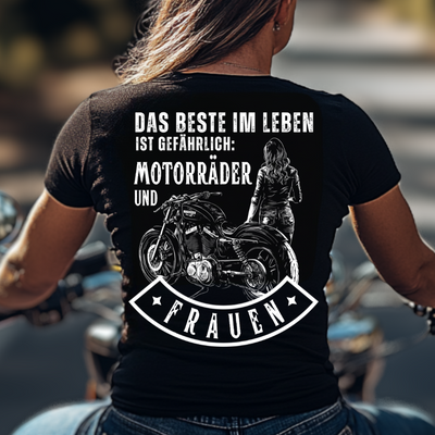 Das Beste im Leben ist gefährlich - T-Shirt Rückendruck