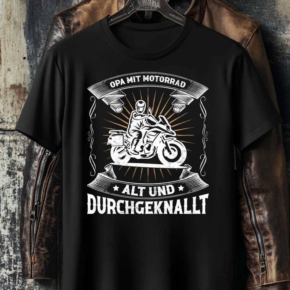 Opa mit Motorrad: Alt und durchgeknallt - T-Shirt