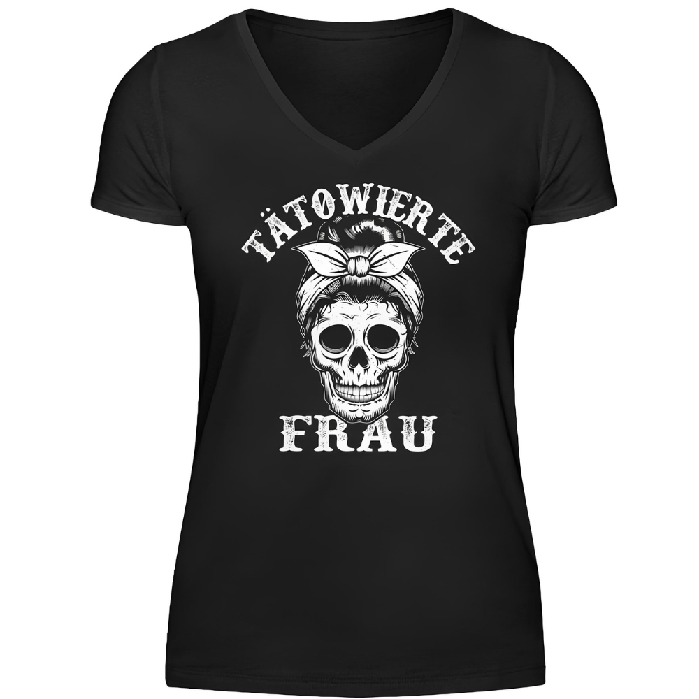 Tätowierte Frau - Damen T-Shirt V-Neck