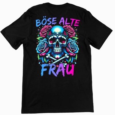 Böse alte Frau - Unisex T-Shirt Rückendruck