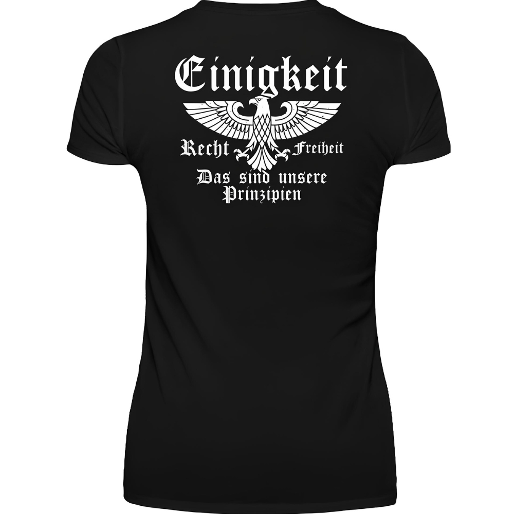 Einigkeit, Recht & Freiheit - Damen T-Shirt Rückendruck