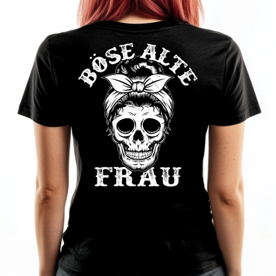 Böse alte Frau - Damen Shirt Rückendruck